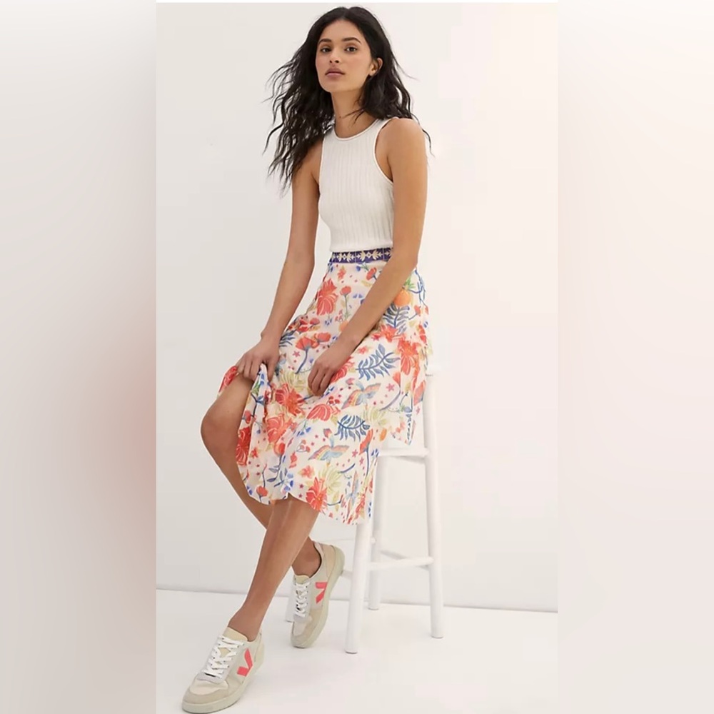 Anthropologie Farm Rio tiered midi skirt